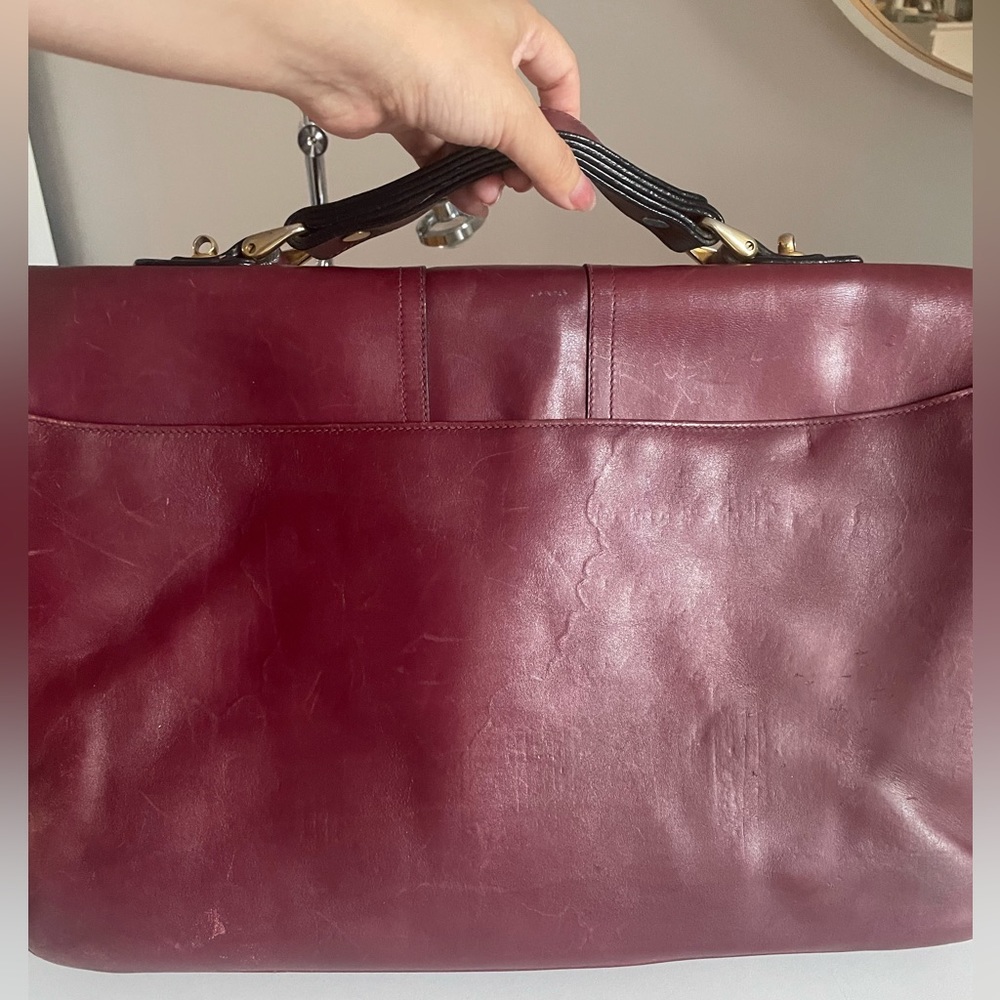 Mark Cross Vintage Burgundy Color Leather Top Handle Flap Bag - Picture 2 of 7